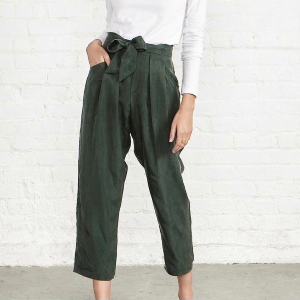 Amour Vert Anissa 100% Cupro Tie Waist Pants LARGE